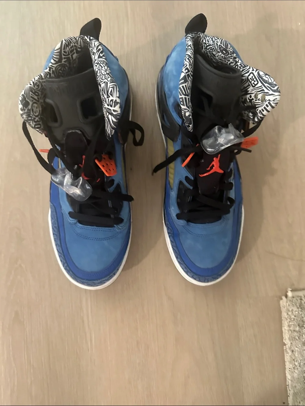 Jordan Spizike Men’s Athletic Shoes in Blue and Black with Orange Accents